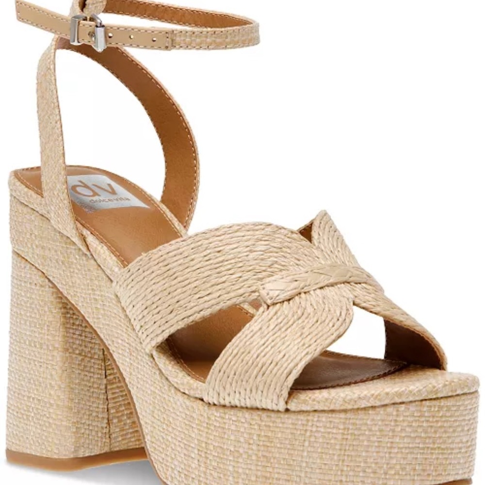 DV by Dolce Vita Tan Platform Sandals Wayland Natural with Chunky Heel-NWT